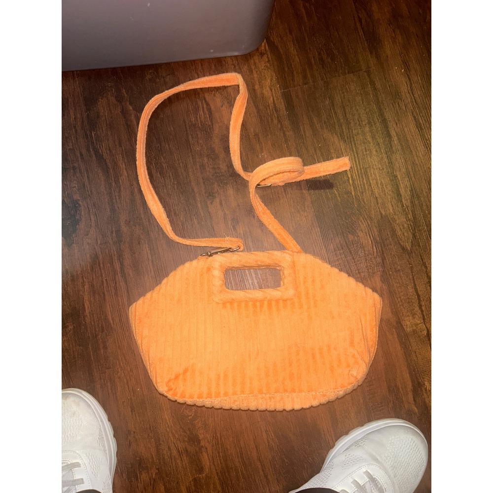 Topshop Orange Corduroy Mini Tote Crossbody Bag Cutout Handle NWT - Picture 2 of 2